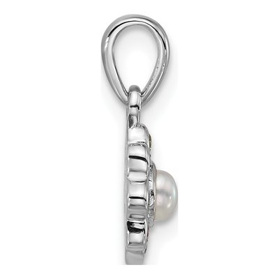 Sterling Silver CZ Girls' Flower Pendant – view 2