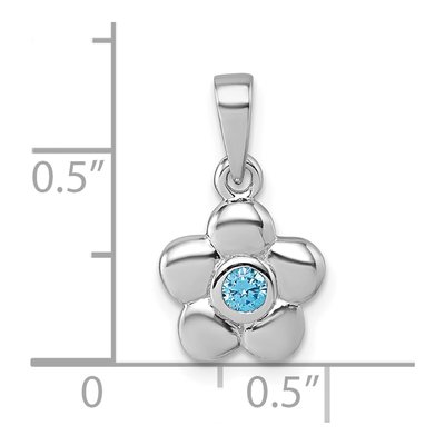Sterling Silver CZ Girls' Flower Pendant – view 5