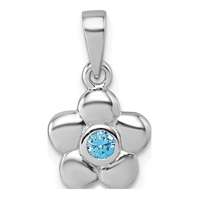 Sterling Silver CZ Girls' Flower Pendant