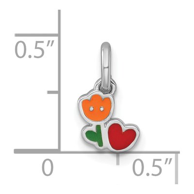 Sterling Silver Kids' Enamel Flower Heart Pendant – view 5