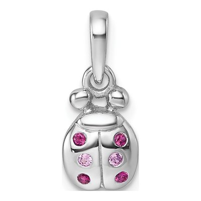 Sterling Silver CZ Girls' Ladybug Pendant