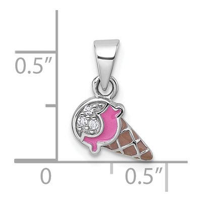 Sterling Silver CZ Girls' Ice Cream Cone Pendant – view 5