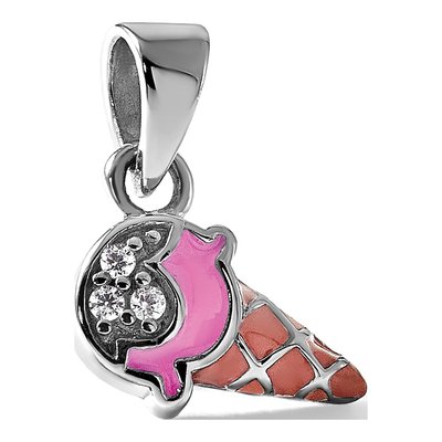 Sterling Silver CZ Girls' Ice Cream Cone Pendant – view 6