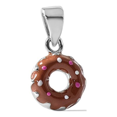 Sterling Silver Kids' Enamel Donut Pendant – view 6