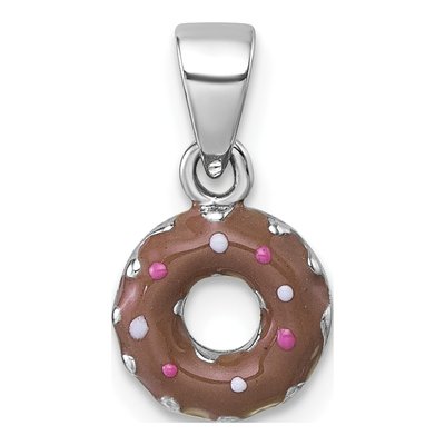 Sterling Silver Kids' Enamel Donut Pendant