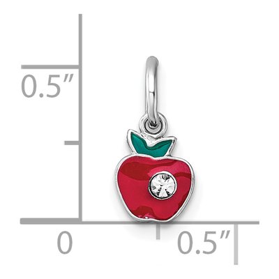 Sterling Silver Crystal Enamel Apple for Kids Pendant – view 5