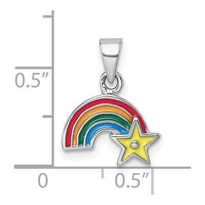 Sterling Silver Kids' Enamel Rainbow Star Pendant – view 5