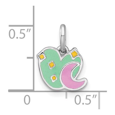 Sterling Silver Enamel Heart Moon Kids Pendant – view 5