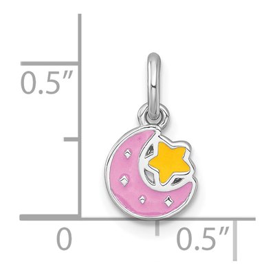 Sterling Silver Kids' Moon Star Enamel Pendant – view 5