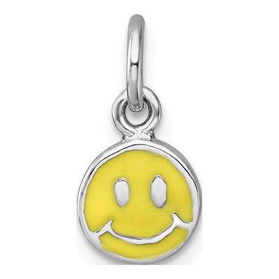 Sterling Silver Kids' Enamel Smiley Face Pendant