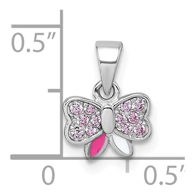 Sterling Silver CZ Girls' Bow Pendant – view 5