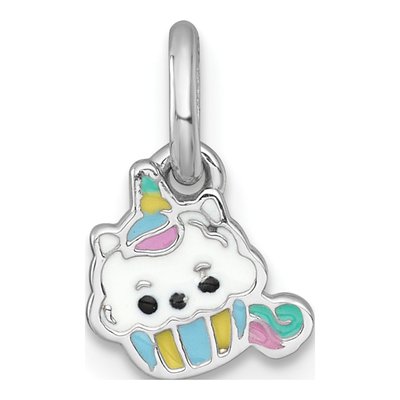 Sterling Silver Unicorn Cupcake for Kids Pendant