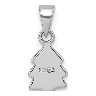 Sterling Silver Kids' Green Enamel Christmas Tree Pendant – view 4