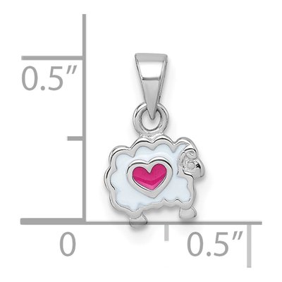 Sterling Silver Kids' Enamel Sheep Pendant – view 5