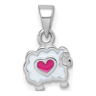 Sterling Silver Kids' Enamel Sheep Pendant