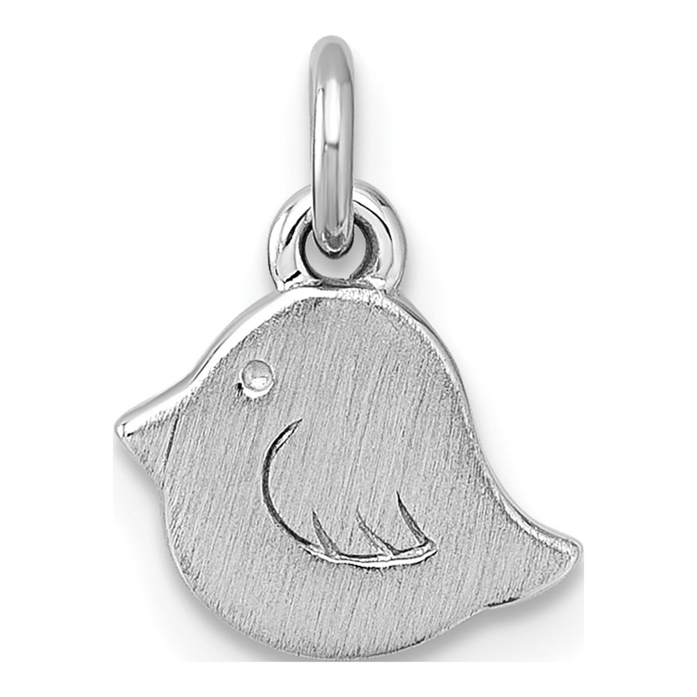 Sterling Silver Rhodium-Plated Brushed Little Bird Pendant