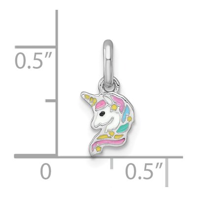 Sterling Silver Girls' Enamel Unicorn Pendant – view 5