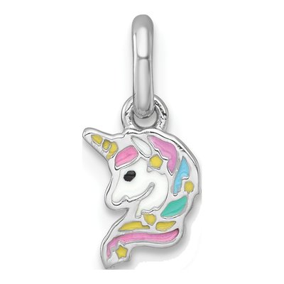 Sterling Silver Girls' Enamel Unicorn Pendant