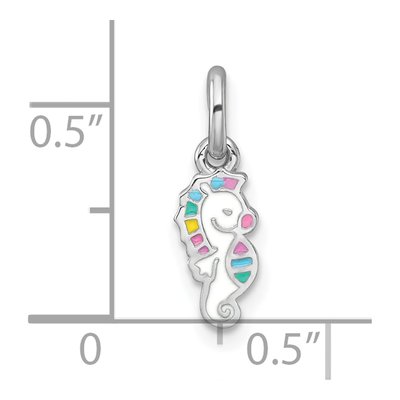 Sterling Silver Enamel Seahorse for Kids Pendant – view 5