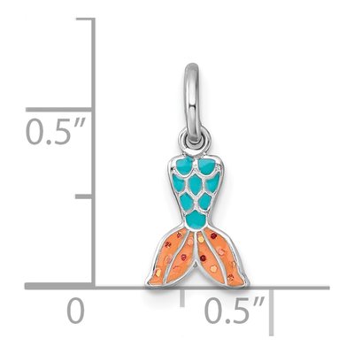 Sterling Silver Girls' Enamel Mermaid Tail Pendant – view 5