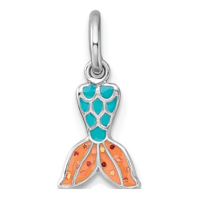 Sterling Silver Girls' Enamel Mermaid Tail Pendant