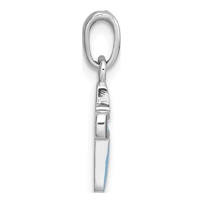 Sterling Silver Kids' Blue Enamel Cross Pendant – view 3