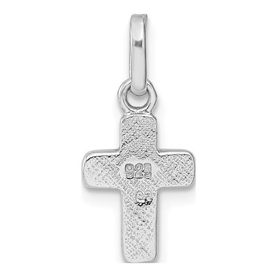 Sterling Silver Kids' Blue Enamel Cross Pendant – view 4