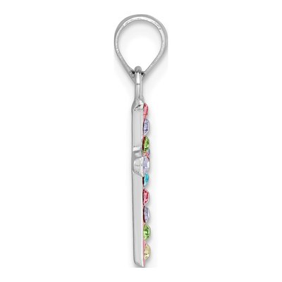 Sterling Silver Crystal Girls' Multi-Crystal Cross Pendant – view 3