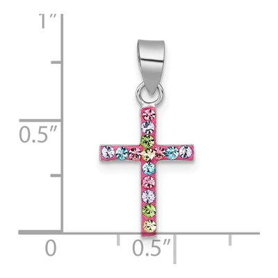 Sterling Silver Crystal Girls' Multi-Crystal Cross Pendant – view 5