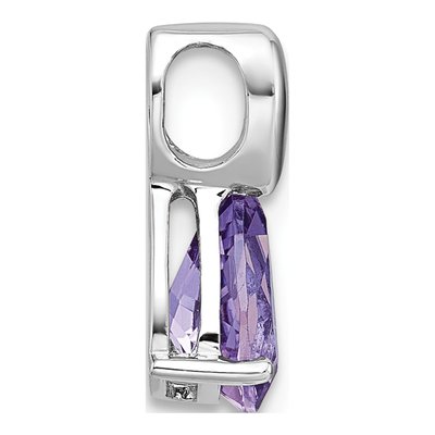 Sterling Silver Amethyst Teardrop Slide Pendant – view 3