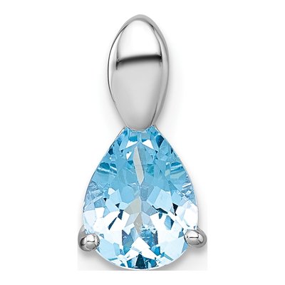Sterling Silver Swiss Blue Topaz Teardrop Slide Pendant