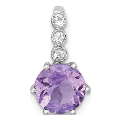 Sterling Silver Amethyst & White Topaz Slide Pendant