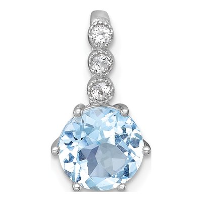 Sterling Silver Swiss Blue Topaz & White Topaz Slide Pendant