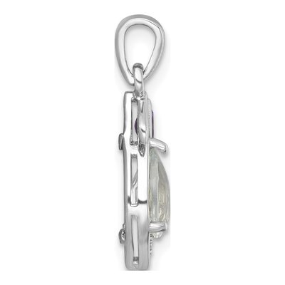 Sterling Silver Amethyst Leaf Pendant – view 3