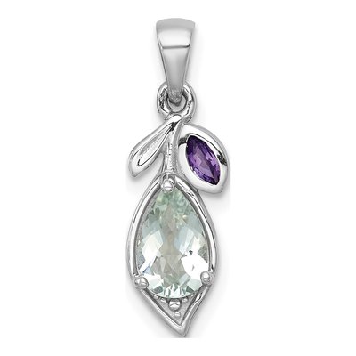 Sterling Silver Amethyst Leaf Pendant