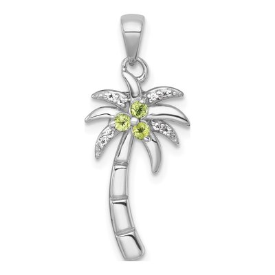 Sterling Silver Peridot & White Topaz Palm Tree Pendant