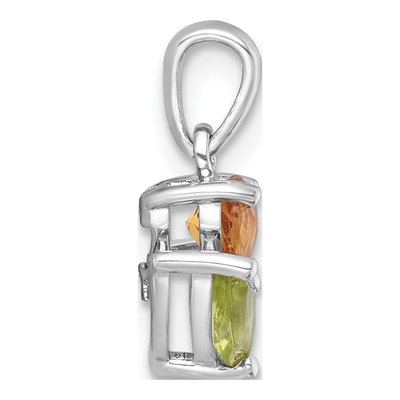 Sterling Silver Peridot & Citrine Flower Pendant – view 3