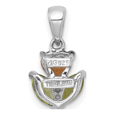 Sterling Silver Peridot & Citrine Flower Pendant – view 4