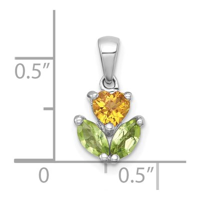 Sterling Silver Peridot & Citrine Flower Pendant – view 5