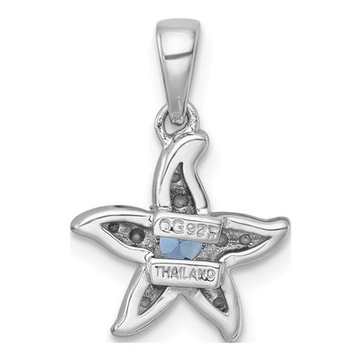 Sterling Silver Swiss Blue Topaz Starfish Pendant – view 4
