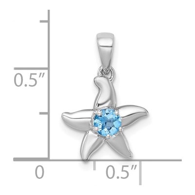 Sterling Silver Swiss Blue Topaz Starfish Pendant – view 5
