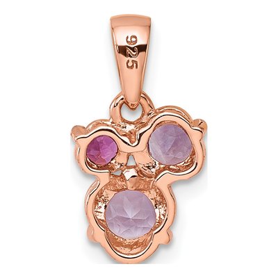 Rose Gold-Plated Sterling Silver Amethyst & Rhodolite Garnet Round Pendant – view 4
