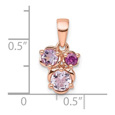 Rose Gold-Plated Sterling Silver Amethyst & Rhodolite Garnet Round Pendant – view 5
