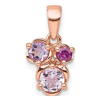 Rose Gold-Plated Sterling Silver Amethyst & Rhodolite Garnet Round Pendant