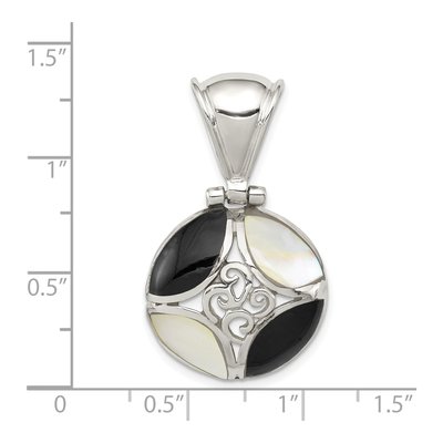 Sterling Silver Mother of Pearl & Onyx Pendant – view 3