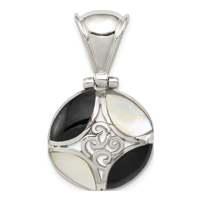 Sterling Silver Mother of Pearl & Onyx Pendant