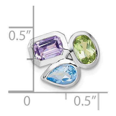 Sterling Silver Amethyst & Swiss Blue Topaz Multi-Gemstone Slide Pendant – view 5