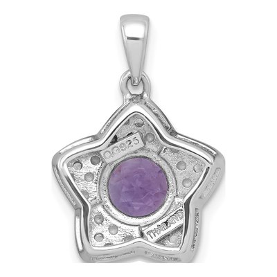 Sterling Silver Amethyst & White Topaz Star Pendant – view 4