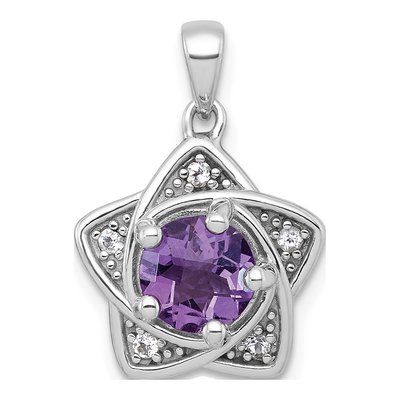 Sterling Silver Amethyst & White Topaz Star Pendant