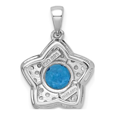 Sterling Silver Swiss Blue Topaz & White Topaz Star Pendant – view 4